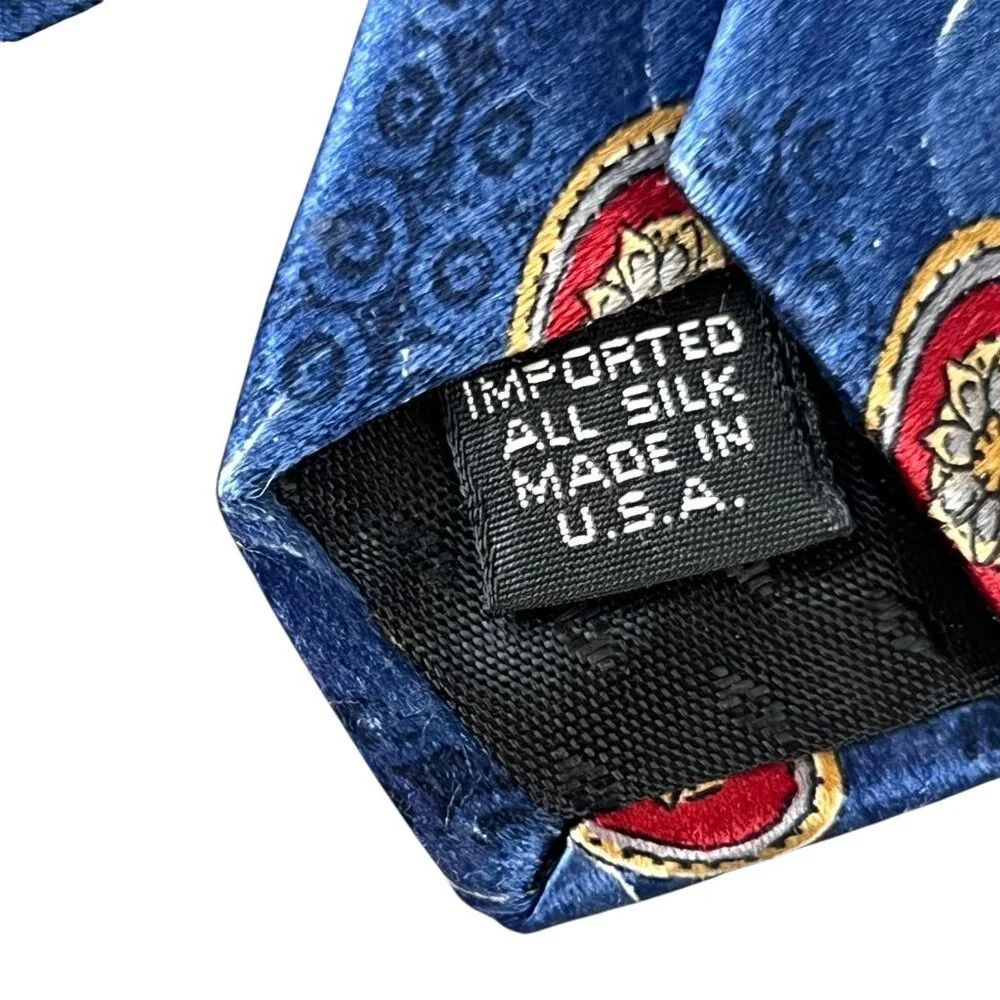 VTG Biella Premier Edition Mens Tie Silk Medallion Geometric Classic USA 90s
